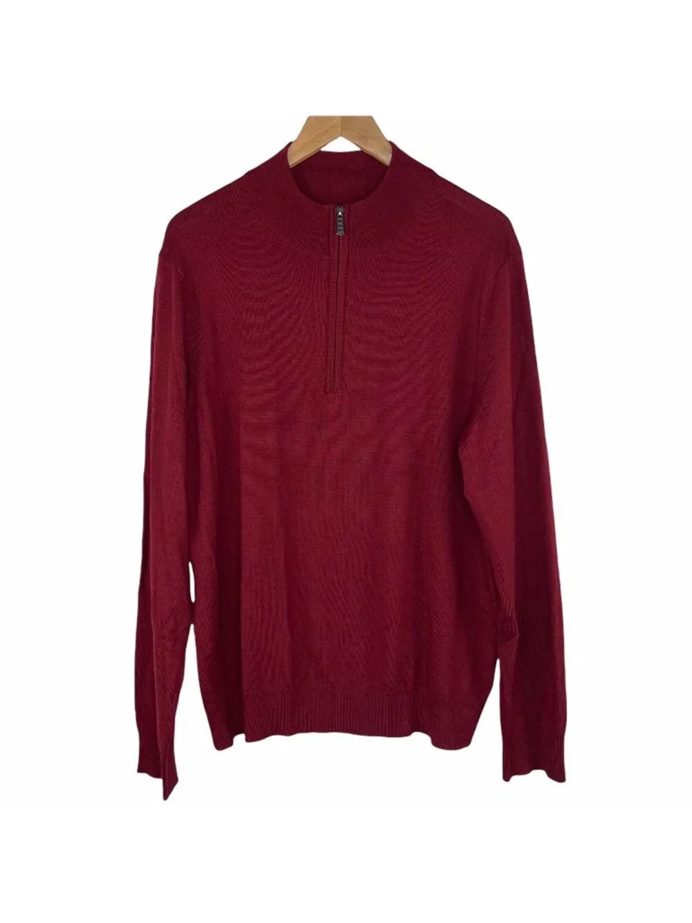 Apt 9 Sweater Size XL Merino Blend 1/4 Zip Pullover Heather Maroon Red Mock Neck